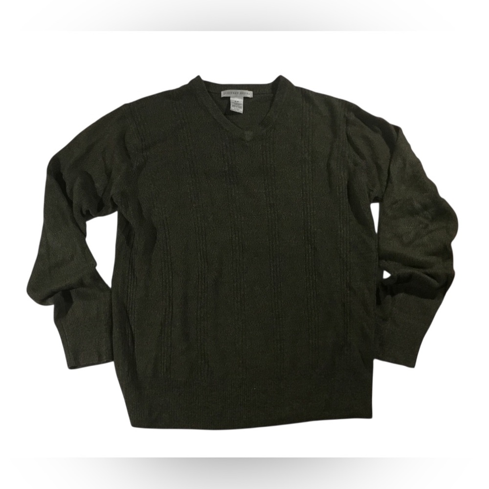 Vintage 90’s green textured acrylic V neck sweater S/P Geoffrey Beene classic